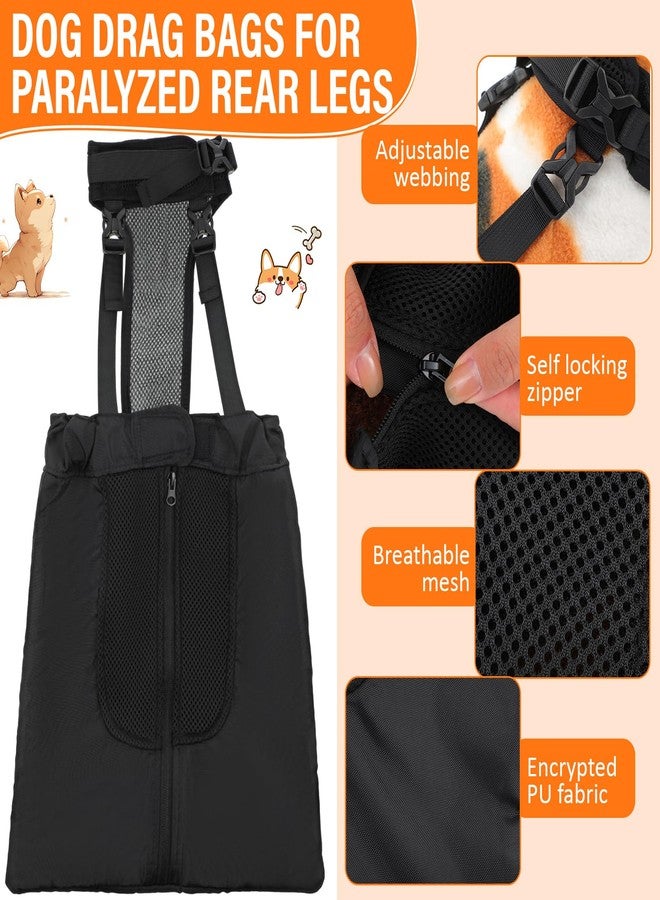 مجموعة SilTriangle المكونة من 4 قطع من حقائب سحب الكلاب للأرجل الخلفية المشلولة، قابلة للتعديل، حقيبة سحب للحيوانات الأليفة المعاقة، حقيبة حماية من إصابات الحيوانات الأليفة جيدة التهوية، بديل لكرسي متحرك للكلاب في الأماكن المغلقة والمفتوحة، تحمي الصدر والأطراف (متوسطة) - Image 3